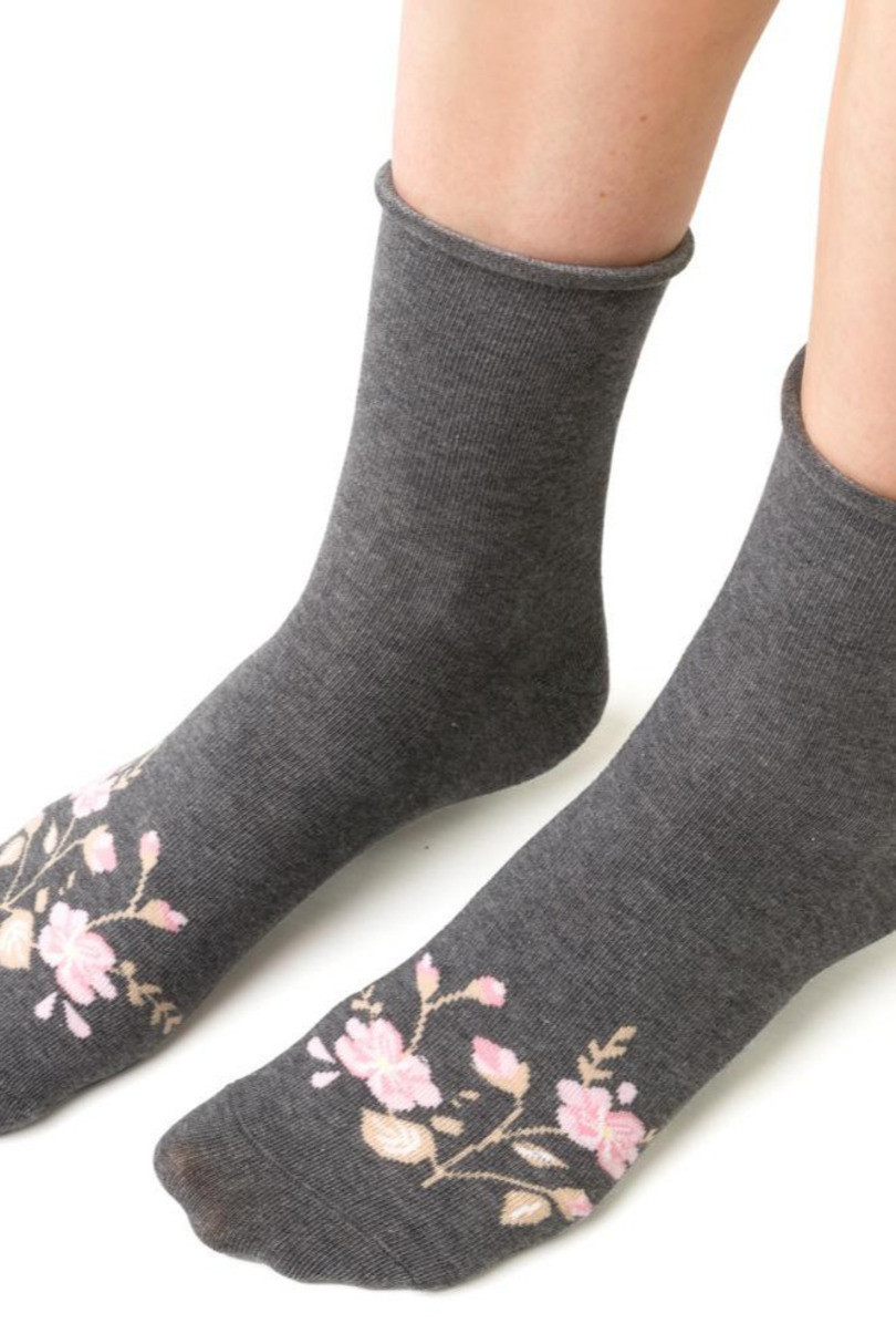 Dámské vzorované ponožky 099 MELANŽOVĚ ŠEDÁ 35-37
