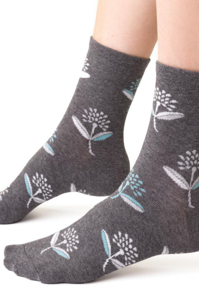 Dámské vzorované ponožky 099 MELANŽOVÁ SVĚTLE ŠEDÁ 35-37