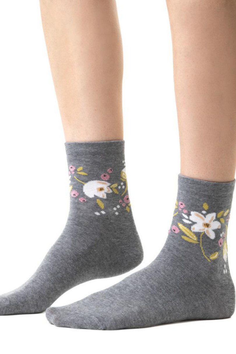 Dámské vzorované ponožky 099 MELANŽOVĚ ŠEDÁ 38-40