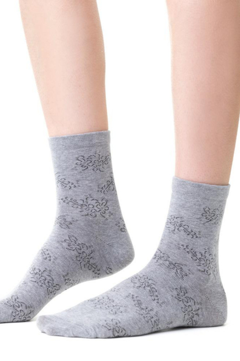 Dámské vzorované ponožky 099 MELANŽOVÁ SVĚTLE ŠEDÁ 38-40