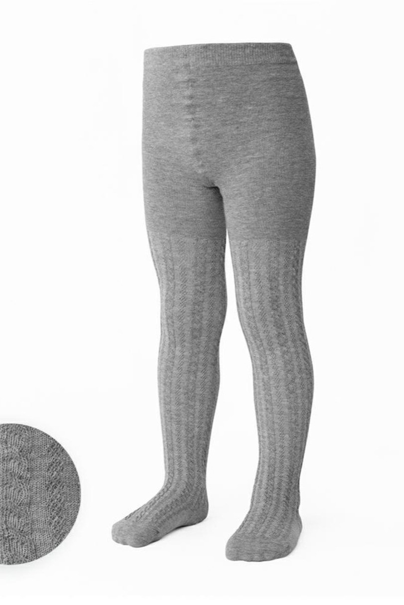 Dívčí vzorované punčochové kalhoty - cop JOY 071 MELANŽOVĚ ŠEDÁ 92-98