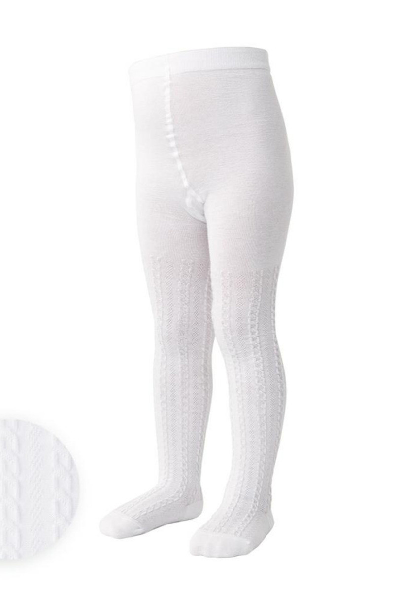 Dívčí vzorované punčochové kalhoty - cop JOY 071 bílá 104-110