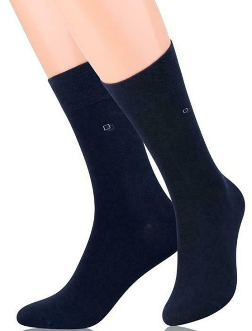 Hladké pánské ponožky s jemným vzorem 056 tmavě modrá 39-41