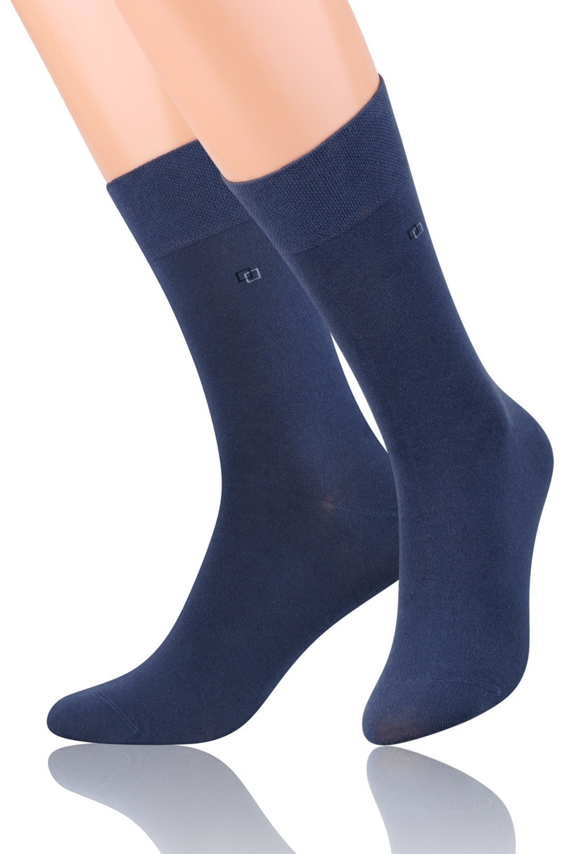 Hladké pánské ponožky s jemným vzorem 056 JEANS 39-41