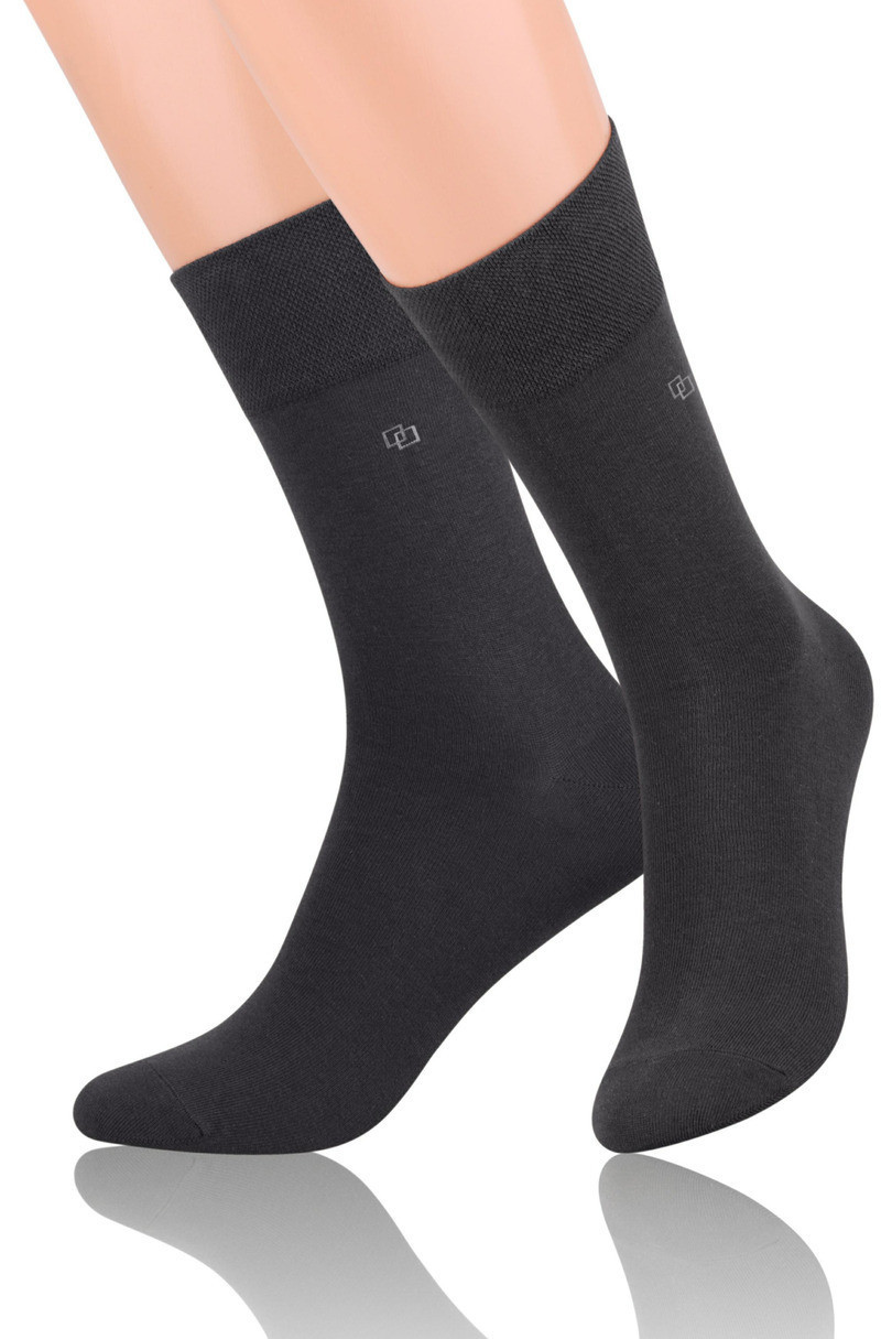 Hladké pánské ponožky s jemným vzorem 056 grafit 39-41