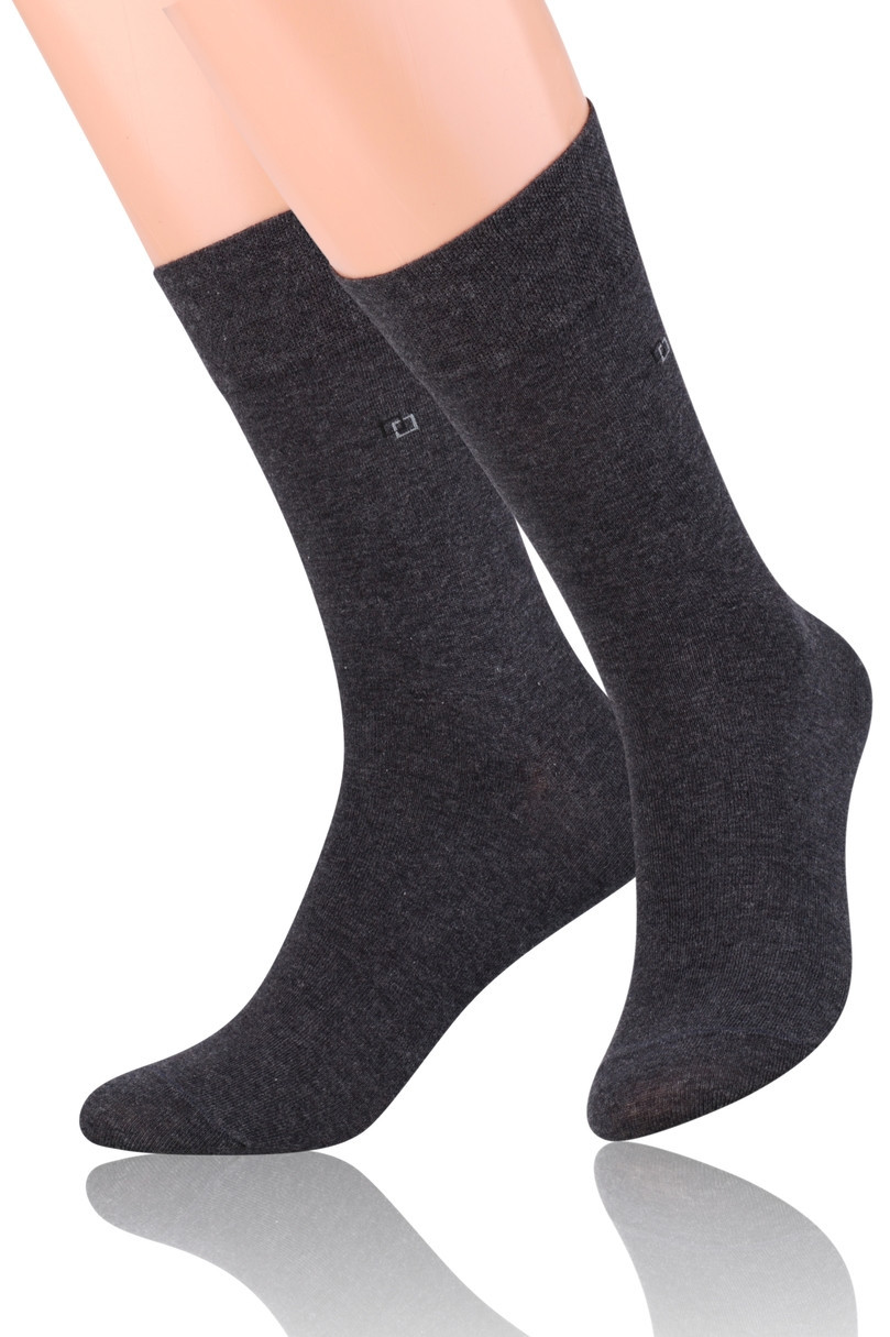 Hladké pánské ponožky s jemným vzorem 056 grafitová melanž 39-41
