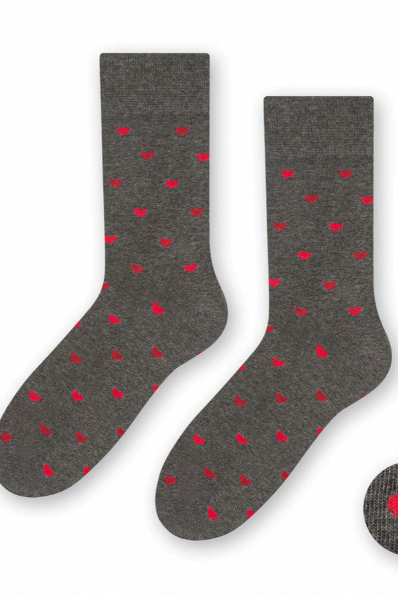 Pánské valentýnské ponožky 136 MELANŽOVĚ ŠEDÁ 44-46