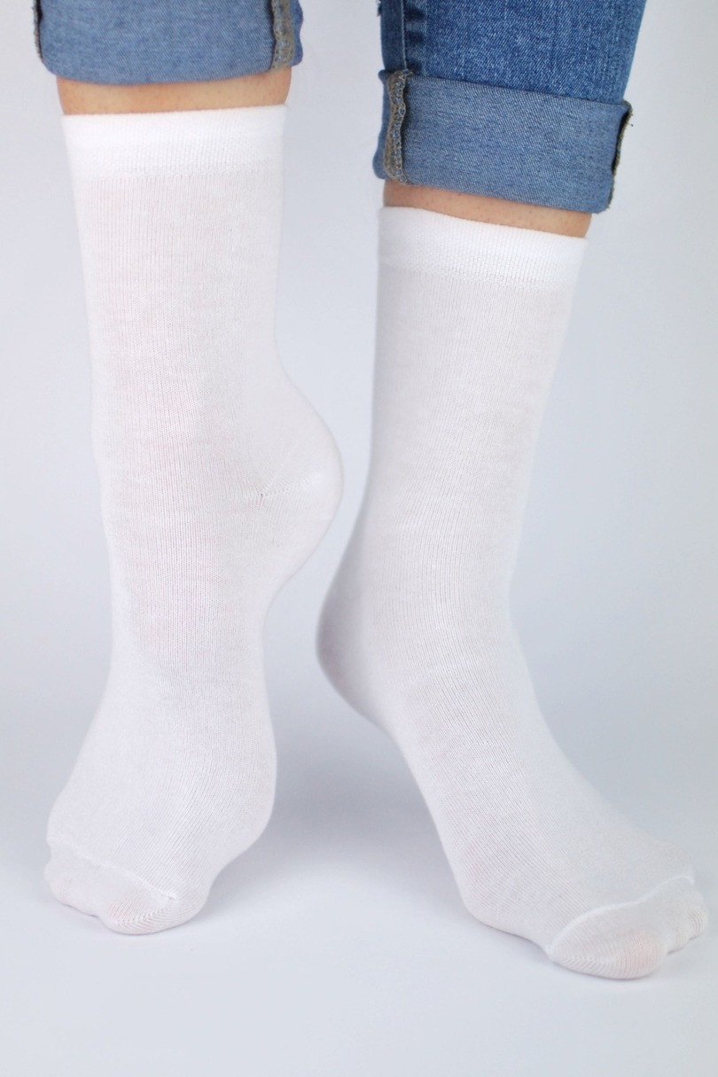 Hladké dětské bavlněné ponožky SB005 bílá 39-42