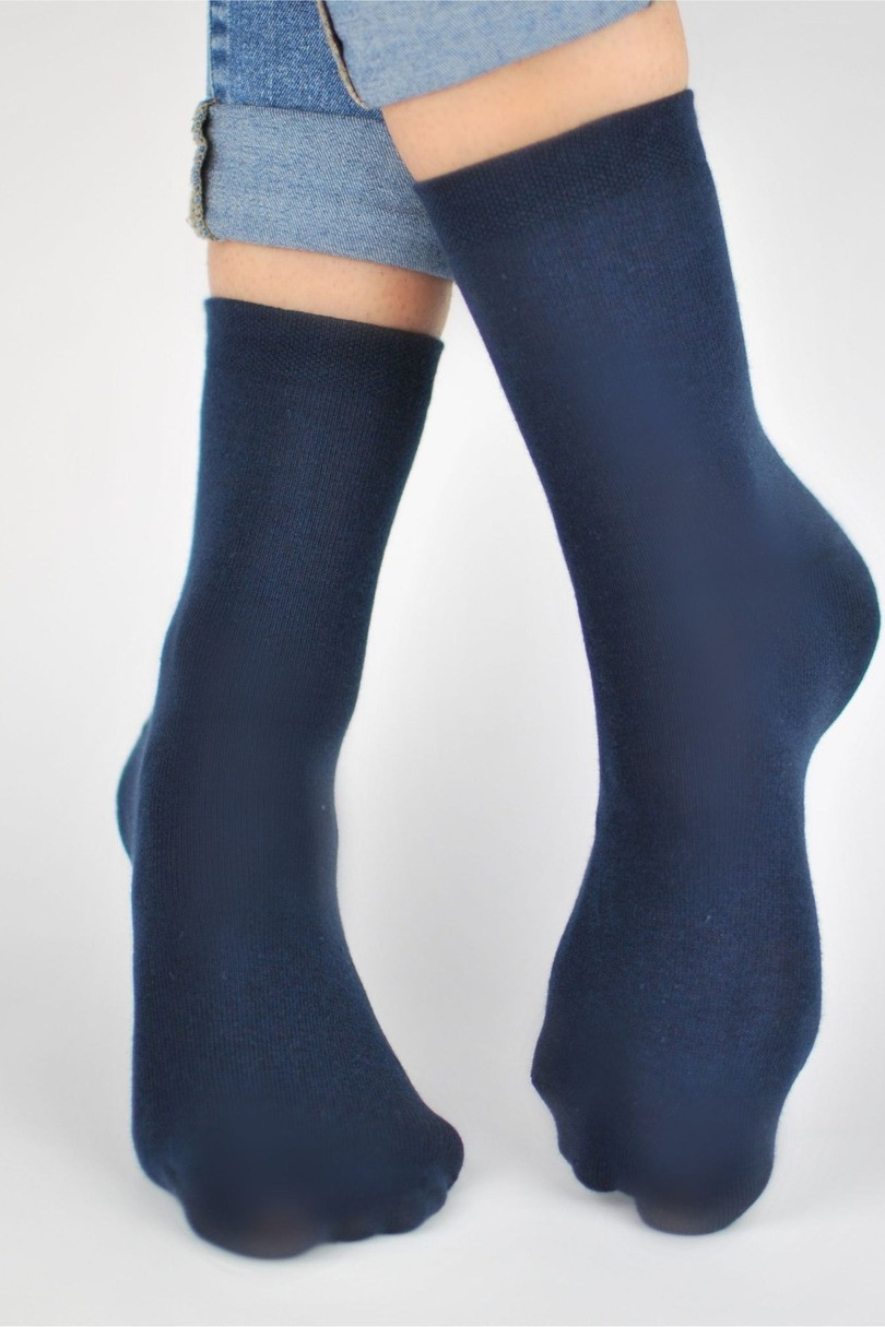 Hladké dětské bavlněné ponožky SB005 tmavě modrá 31-34