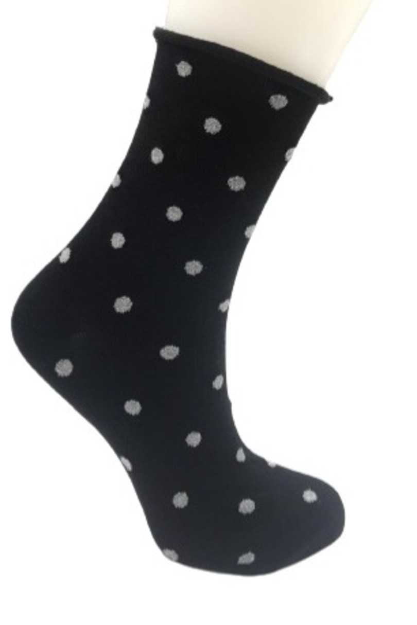 Ponožky s lurexem, bez stahovacího lemu SB015 černá 35-38