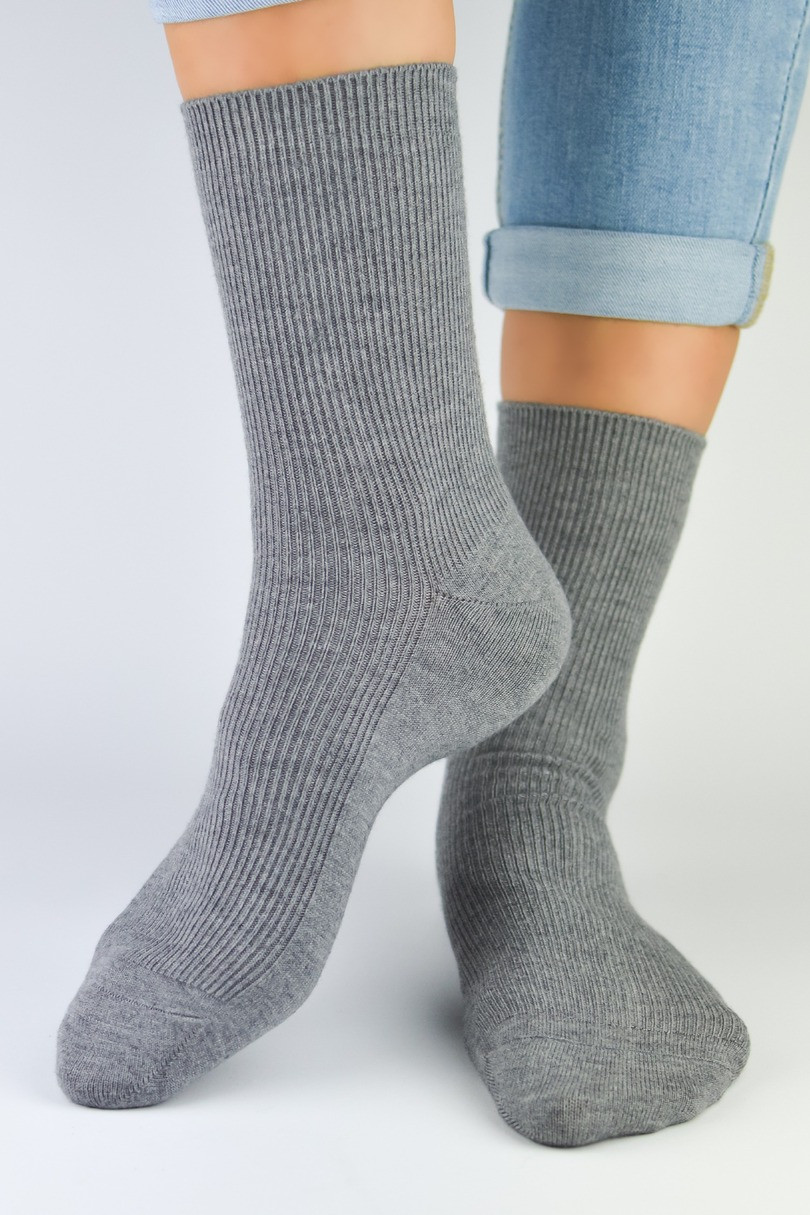 Pánské žebrované ponožky SB030 melanžově šedá 41-45