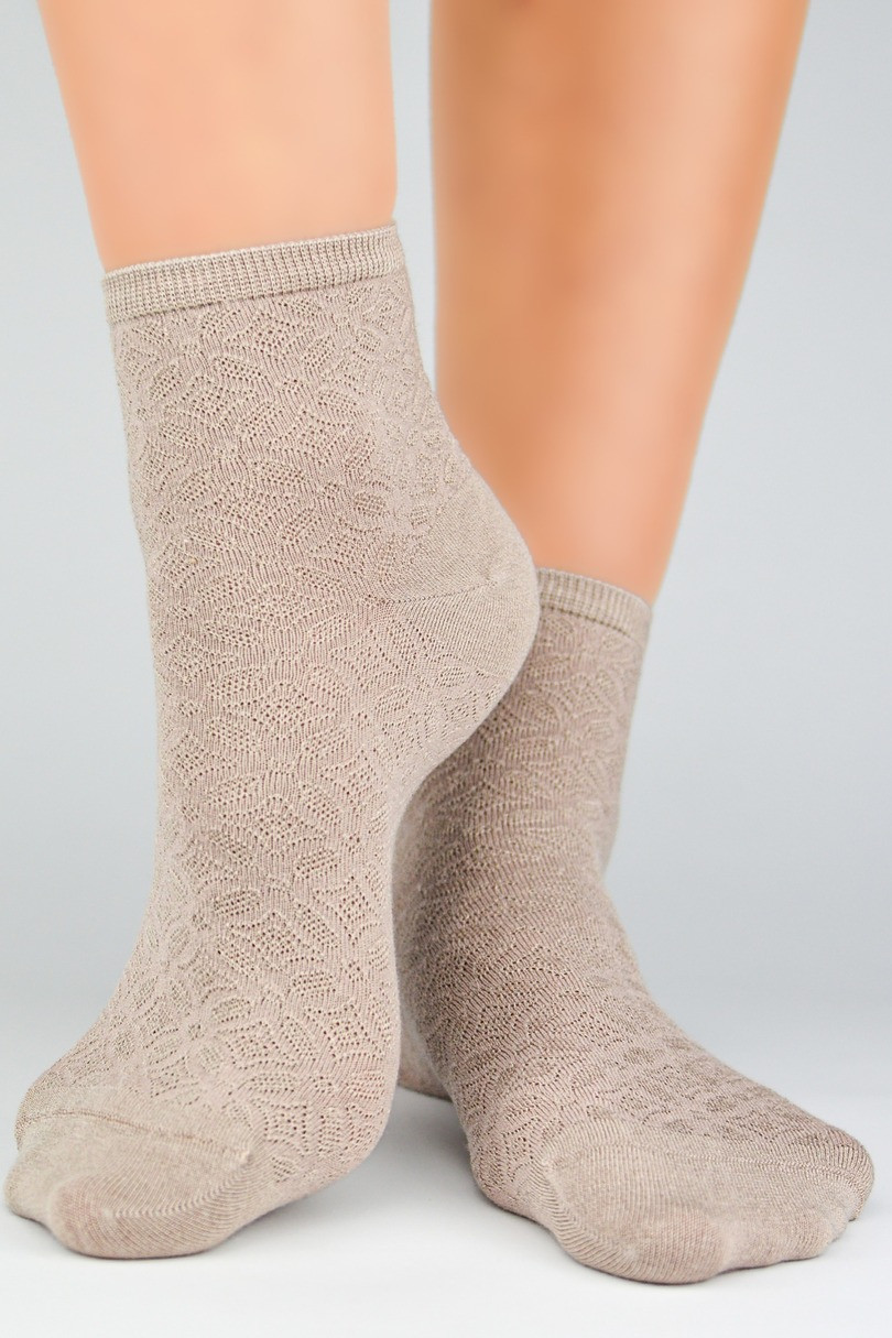 Dámské viskózové ponožky s hedvábím ST041 Béžová 36-41