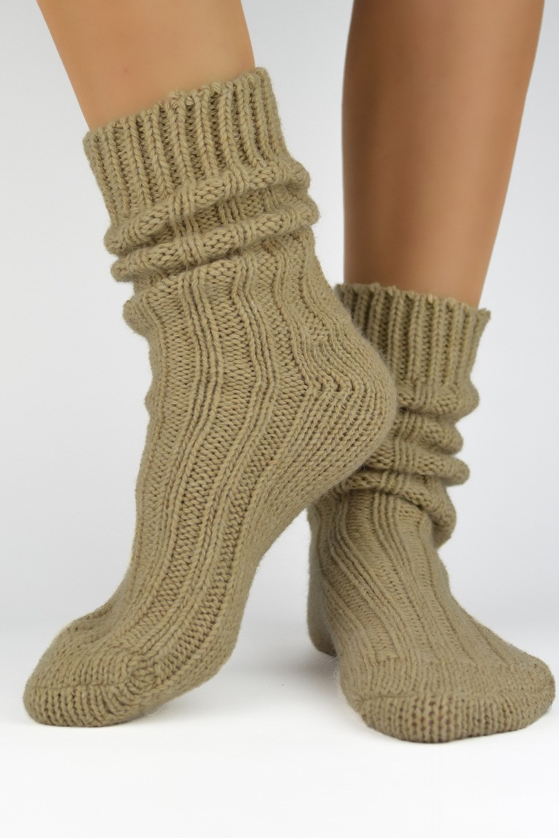 Ponožky s vlnou z alpaky SW007 Béžová 35-38