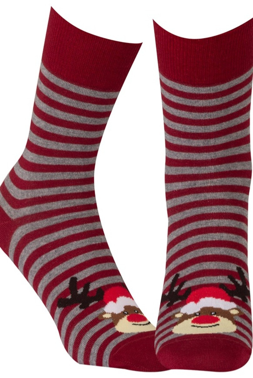 Vzorované sváteční ponožky červená 30-34