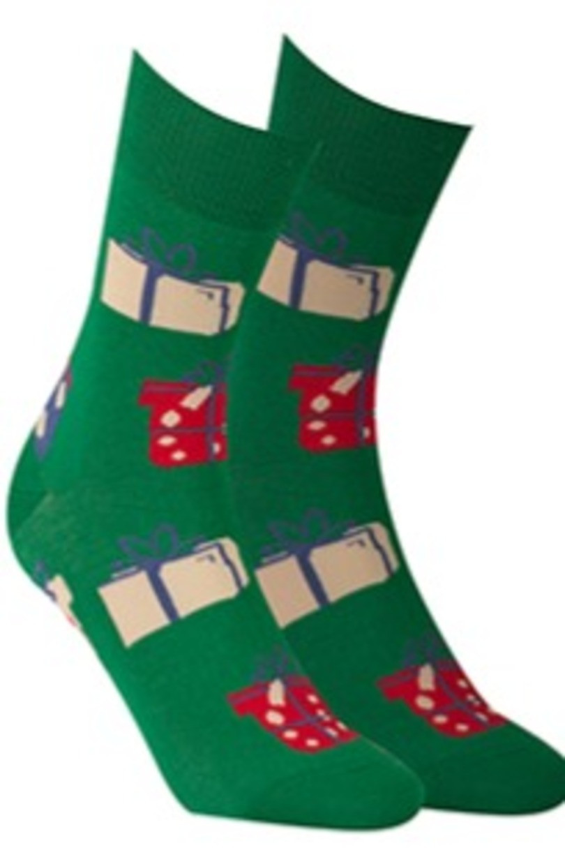 Vzorované sváteční ponožky zelená 30-34