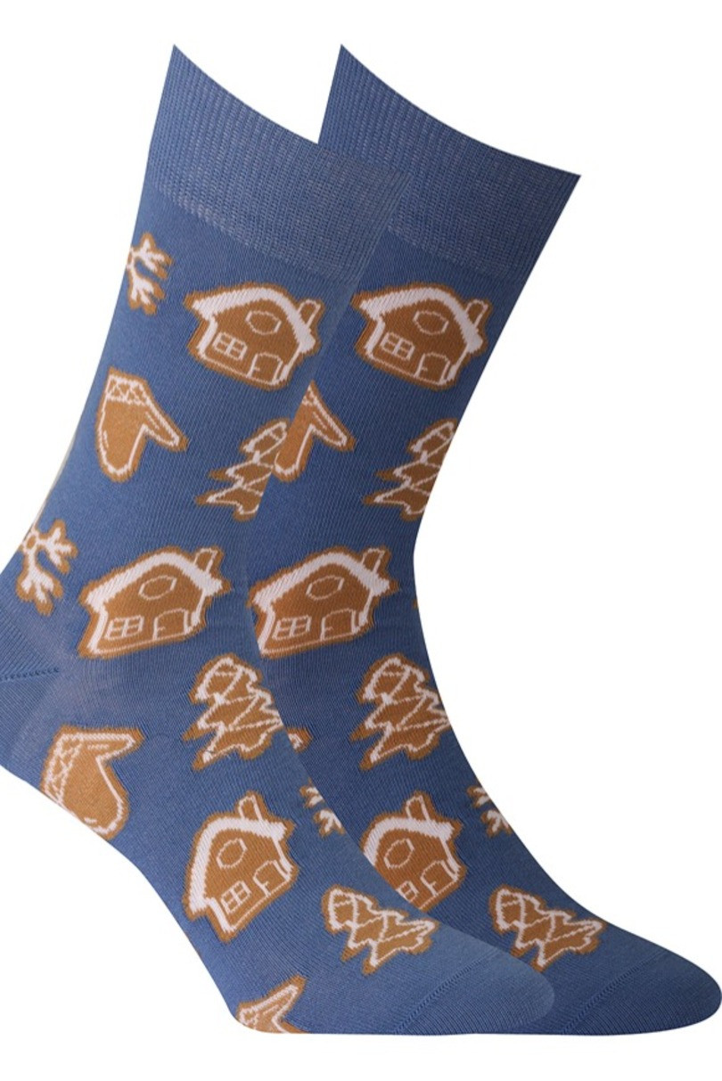 Vzorované sváteční ponožky PARIS BLUE 30-34