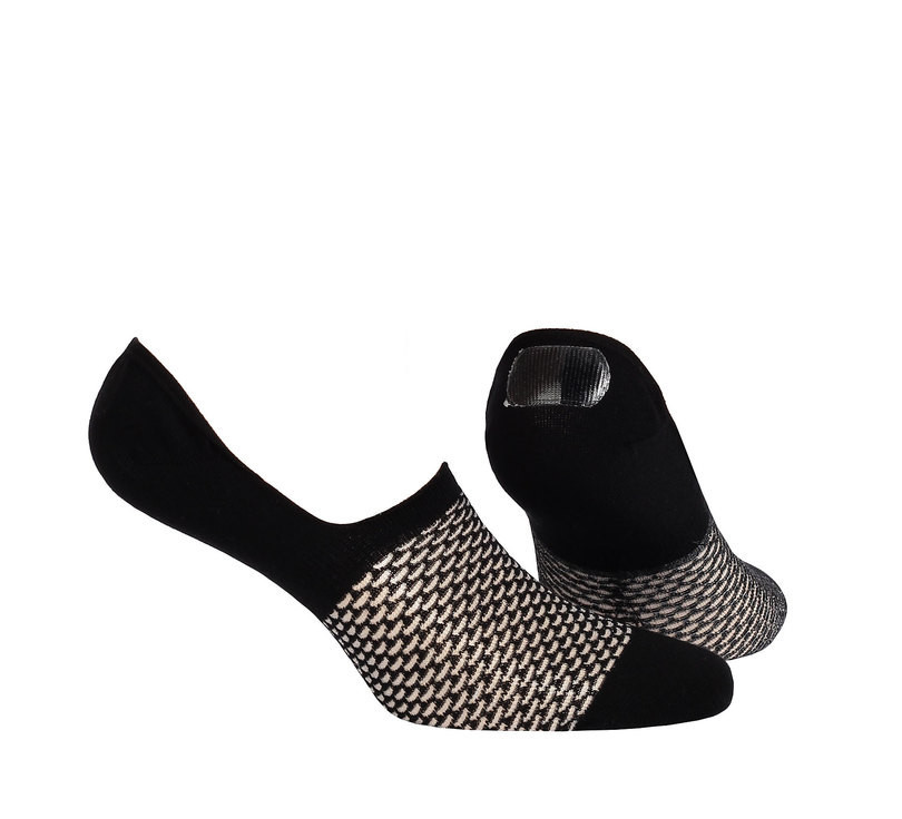 Vzorované dámské ponožky "mokasínky" s polyamidem BRIGHT + SILIKON černá 33-35
