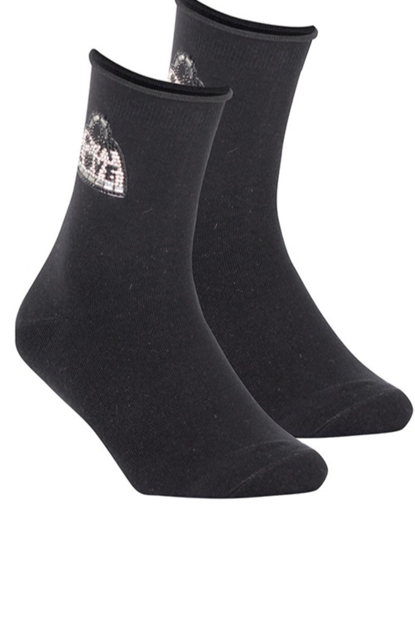 Dámské ponožky s aplikací černá UNI