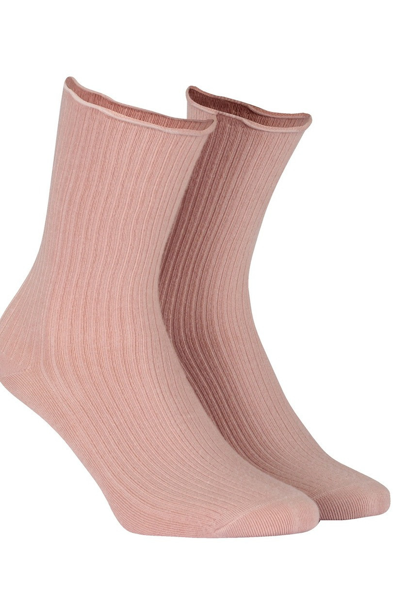 Netlačící dámské žebrované ponožky W.994 meruňka UNI