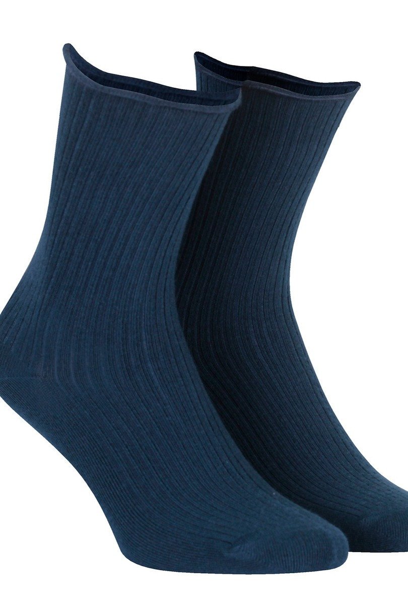 Netlačící dámské žebrované ponožky W.994 Námořnictvo UNI