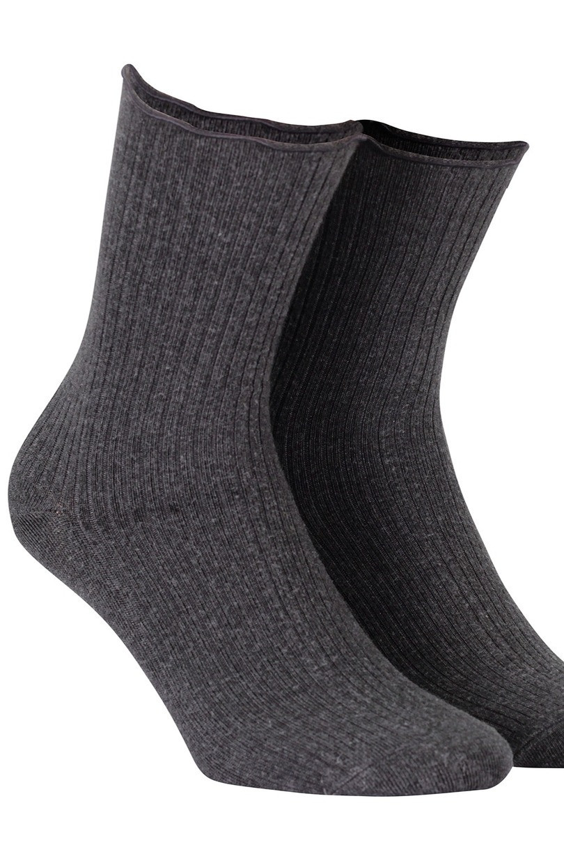 Netlačící dámské žebrované ponožky W.994 Grey UNI