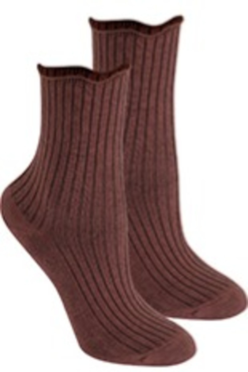 Netlačící dámské žebrované ponožky W.996 meruňka UNI