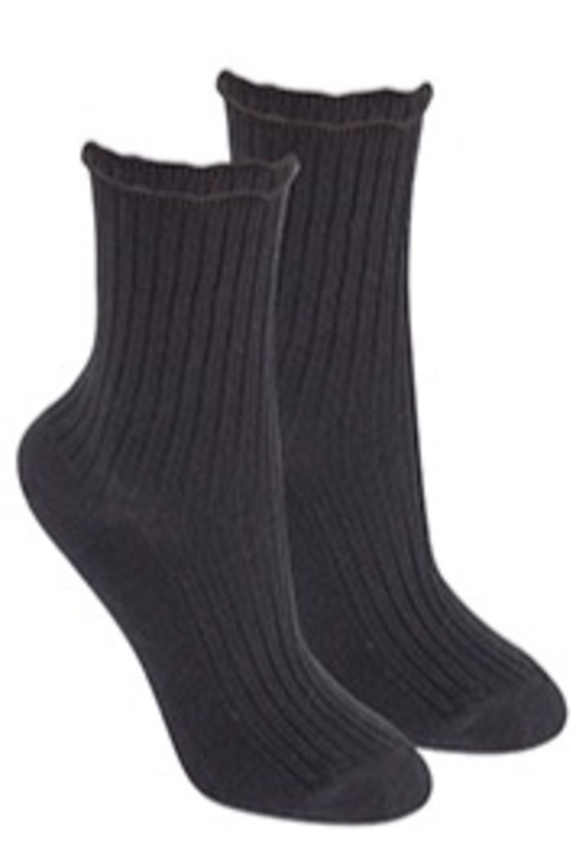 Netlačící dámské žebrované ponožky W.996 hnědá UNI