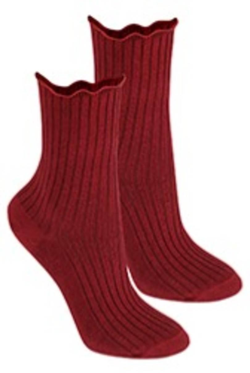 Netlačící dámské žebrované ponožky W.996 červená UNI
