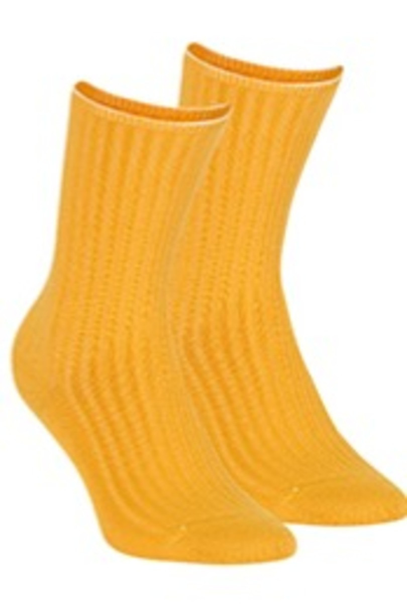 Netlačící dámské žebrované ponožky W.997 žlutá UNI