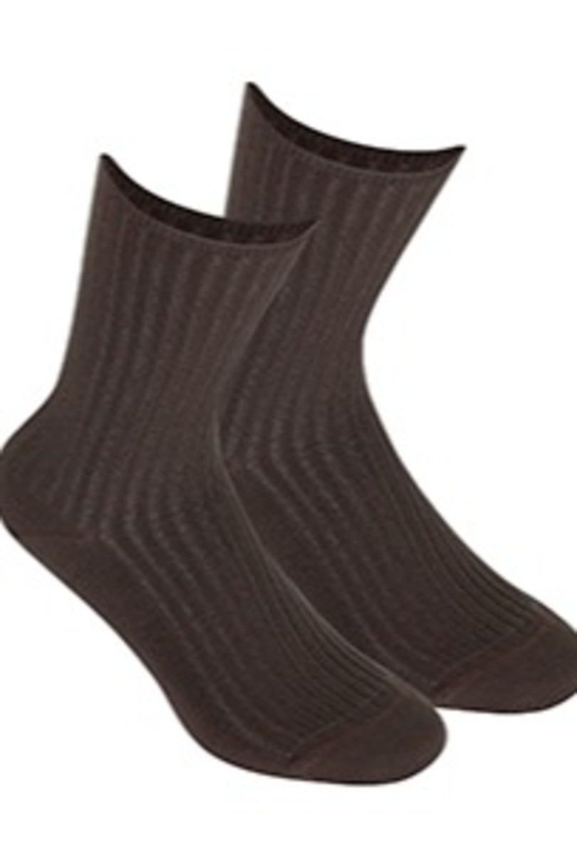 Netlačící dámské žebrované ponožky W.997 hnědá UNI