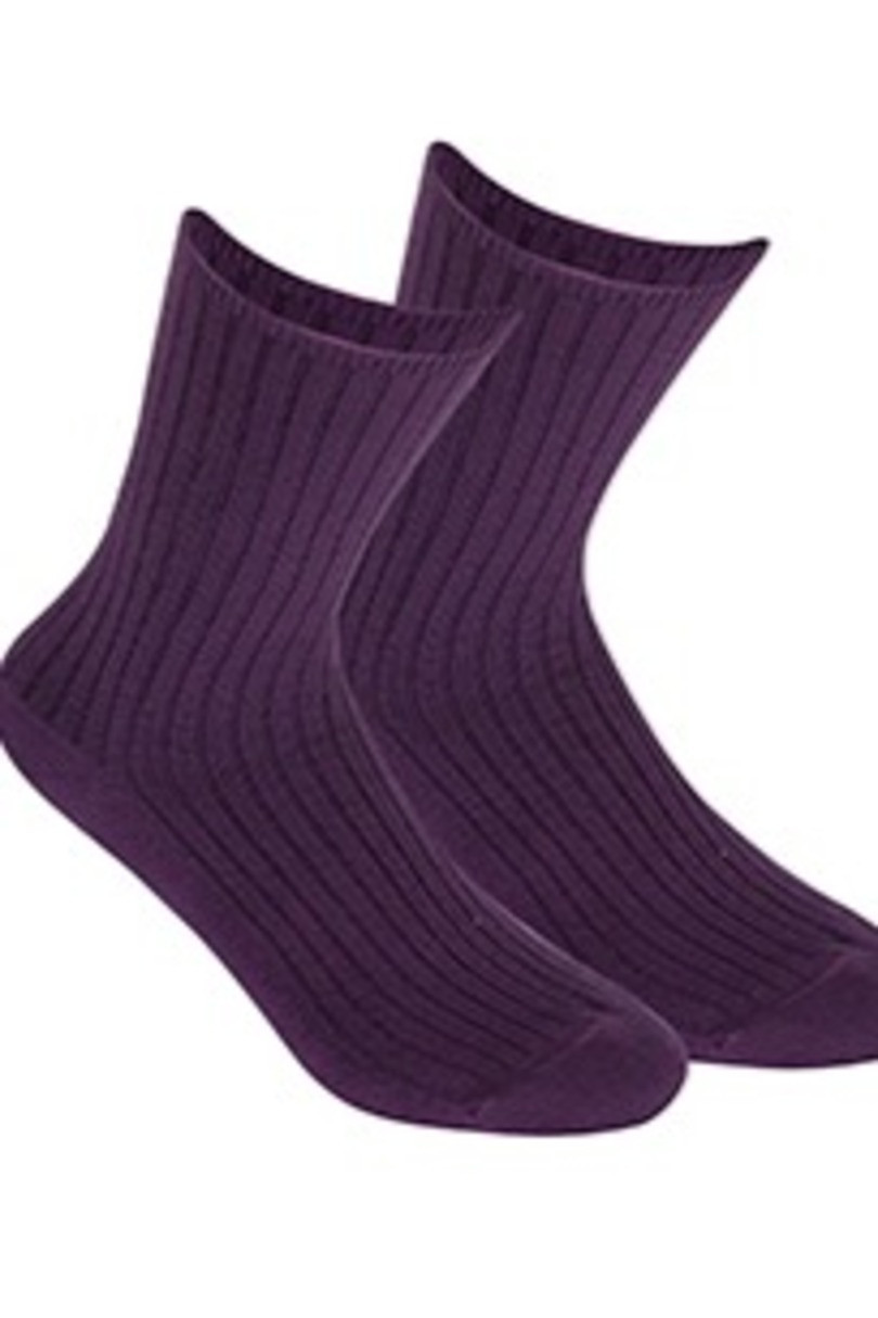 Netlačící dámské žebrované ponožky W.997 švestka UNI