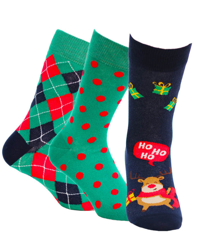 Pánské sváteční vánoční vzorované ponožky 3PP navygreen 39/41