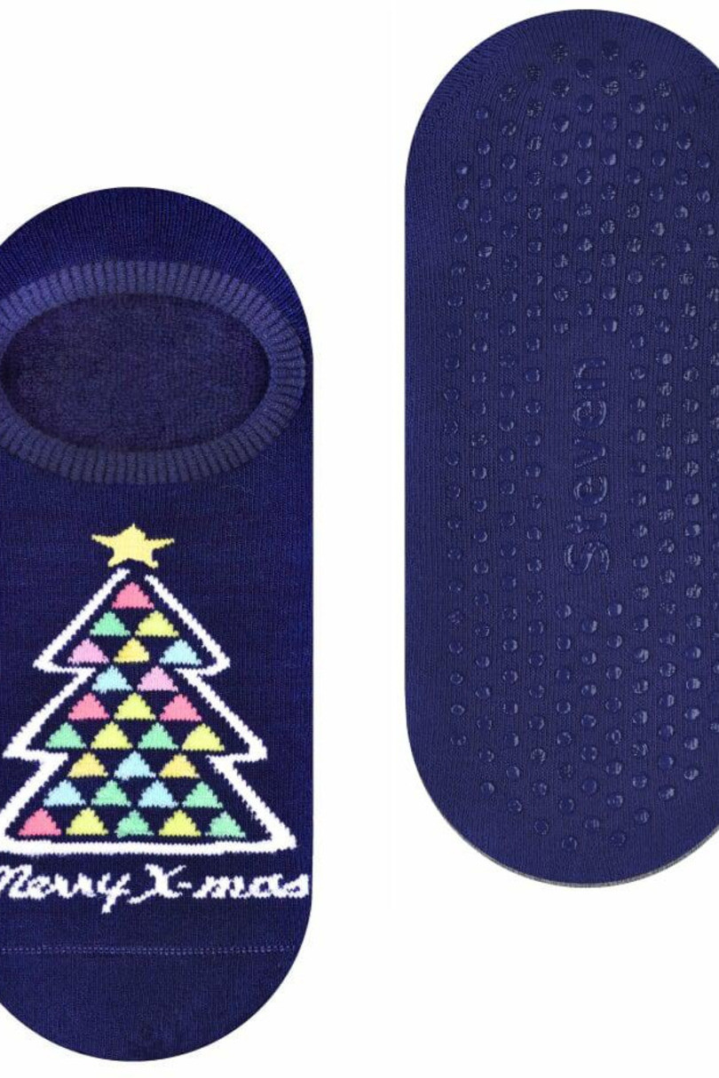 Dámské vánoční ponožky - Froté s ABS 132 tmavě modrá 35-37