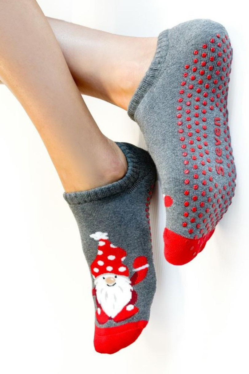 Dámské vánoční ponožky - Froté s ABS 132 MELANŽOVĚ ŠEDÁ 35-37