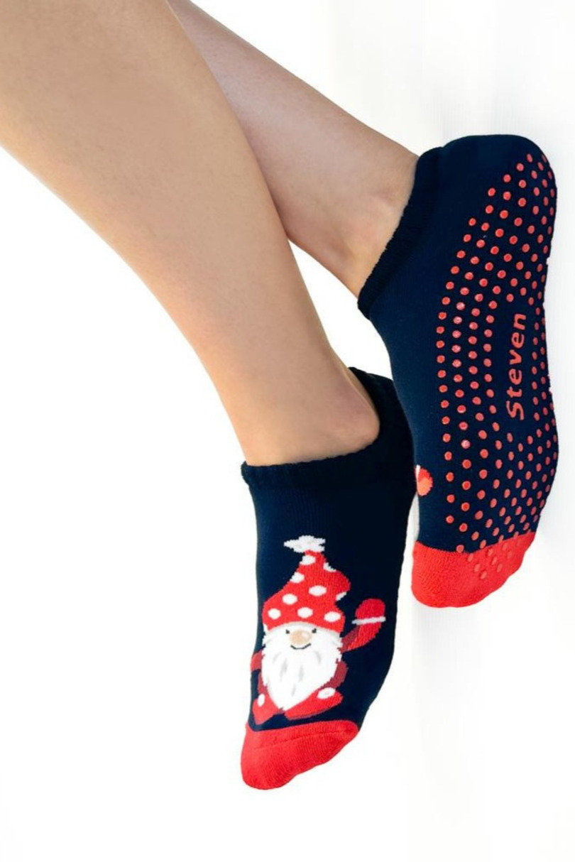 Dámské vánoční ponožky - Froté s ABS 132 tmavě modrá 35-37