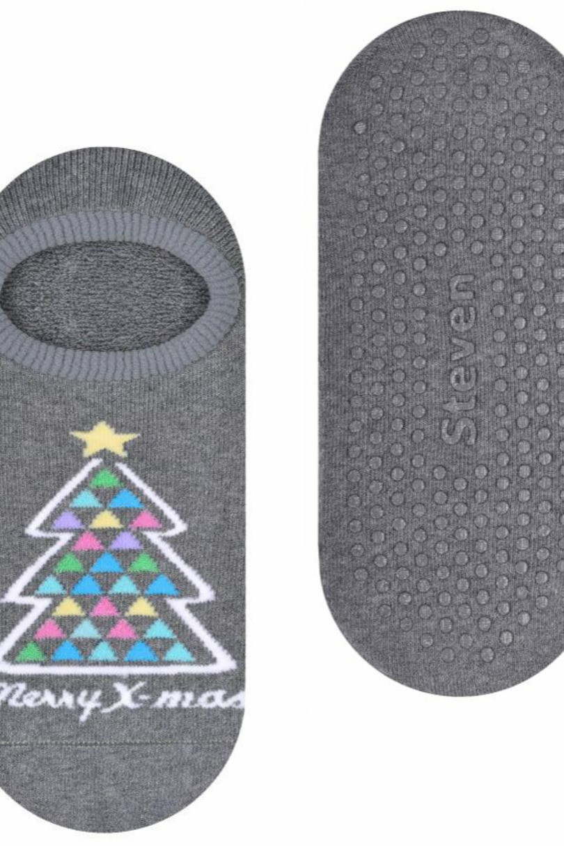 Dámské vánoční ponožky - Froté s ABS 132 MELANŽOVĚ ŠEDÁ 38-40