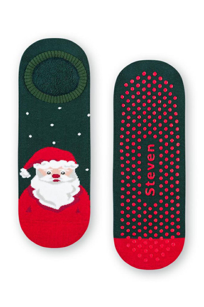 Dámské vánoční ponožky - Froté s ABS 132 zelená 38-40