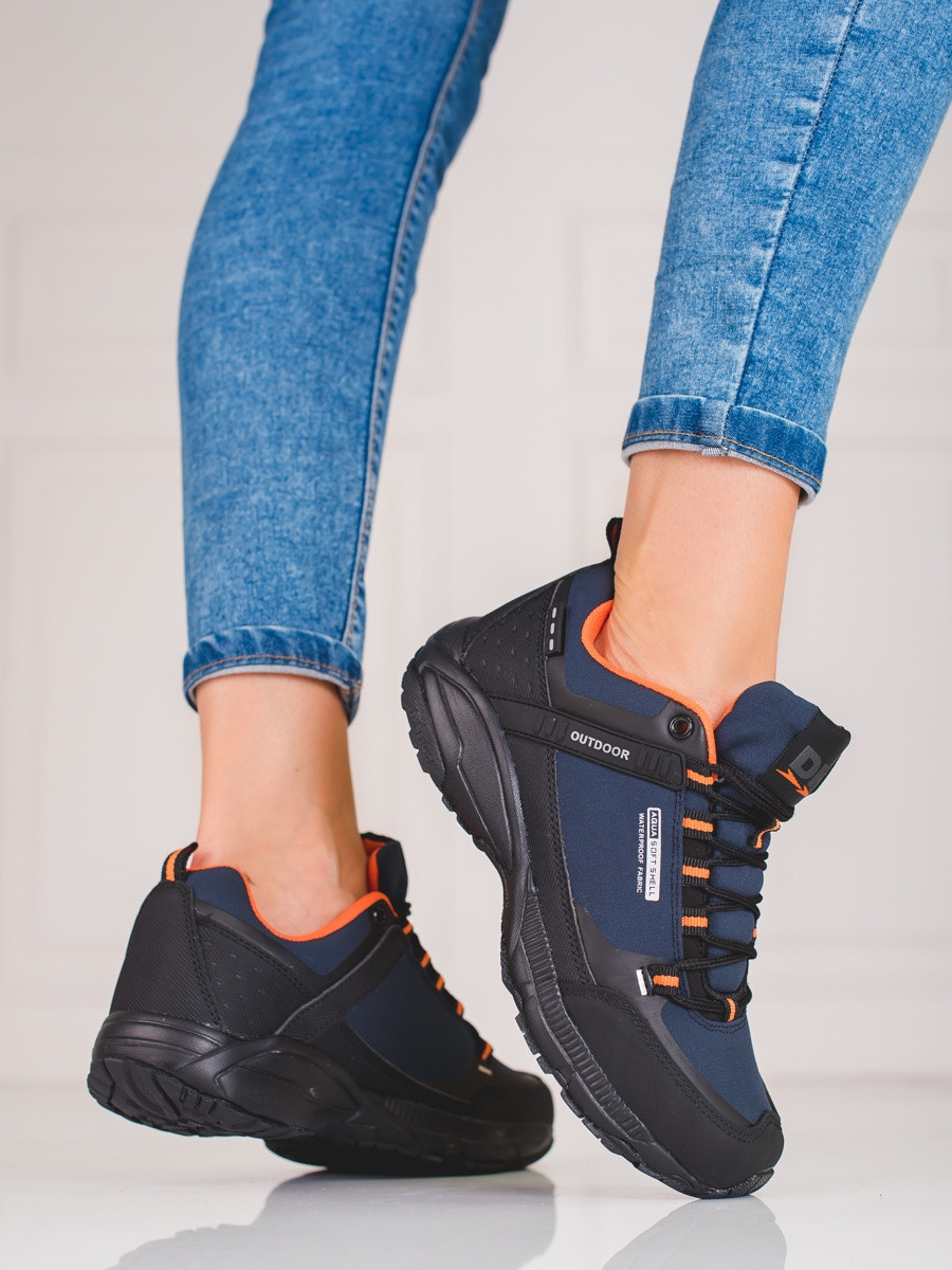 Praktické trekingové boty dámské modré bez podpatku 37