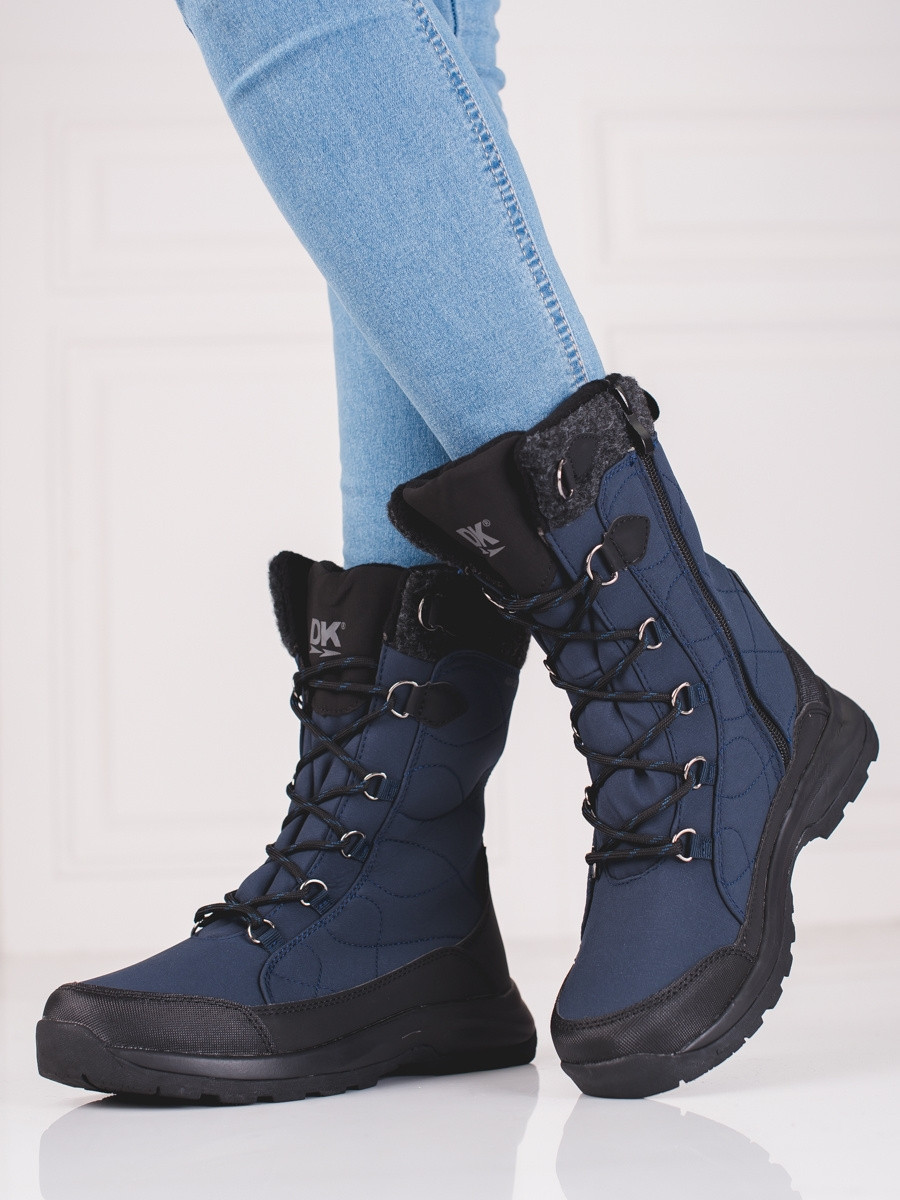 Trendy dámské modré trekingové boty bez podpatku 38
