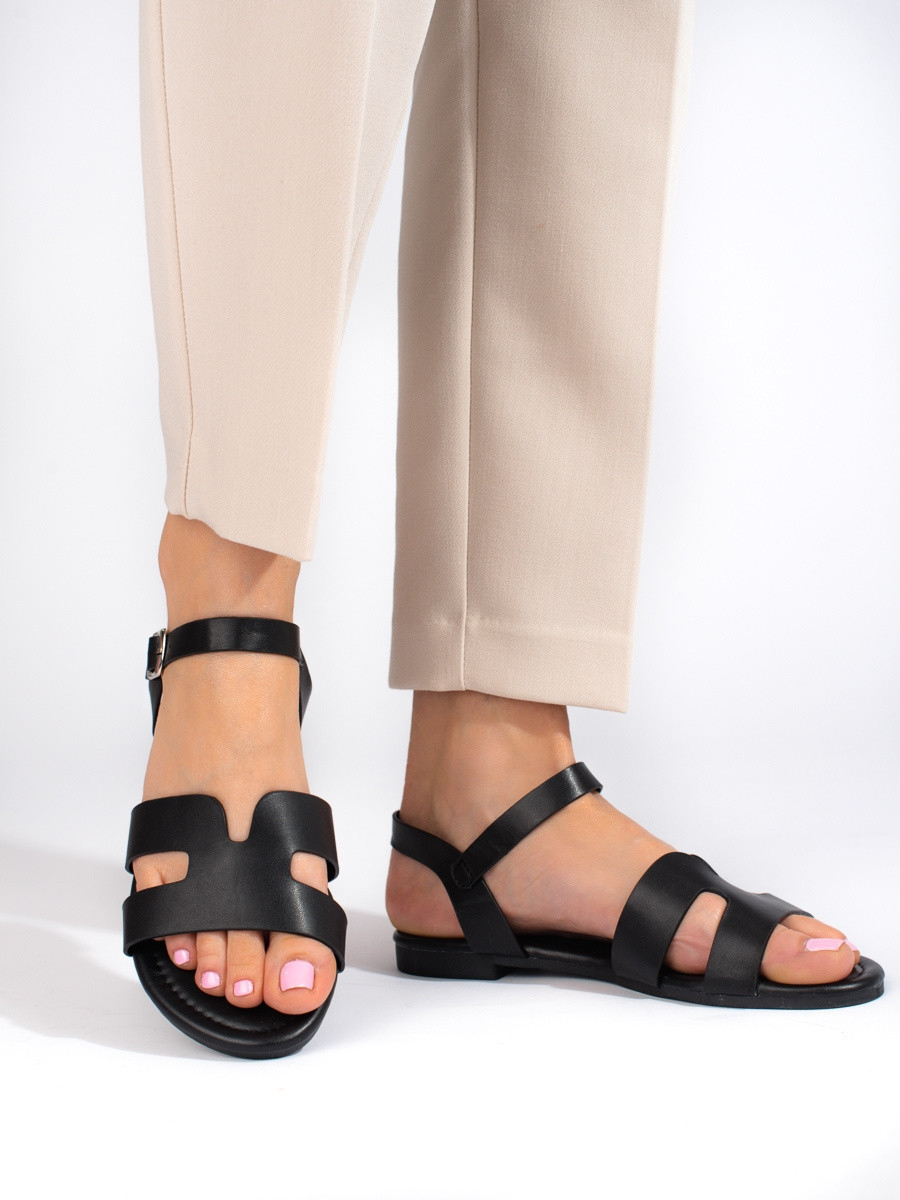 Exkluzívní dámské sandály černé bez podpatku 37
