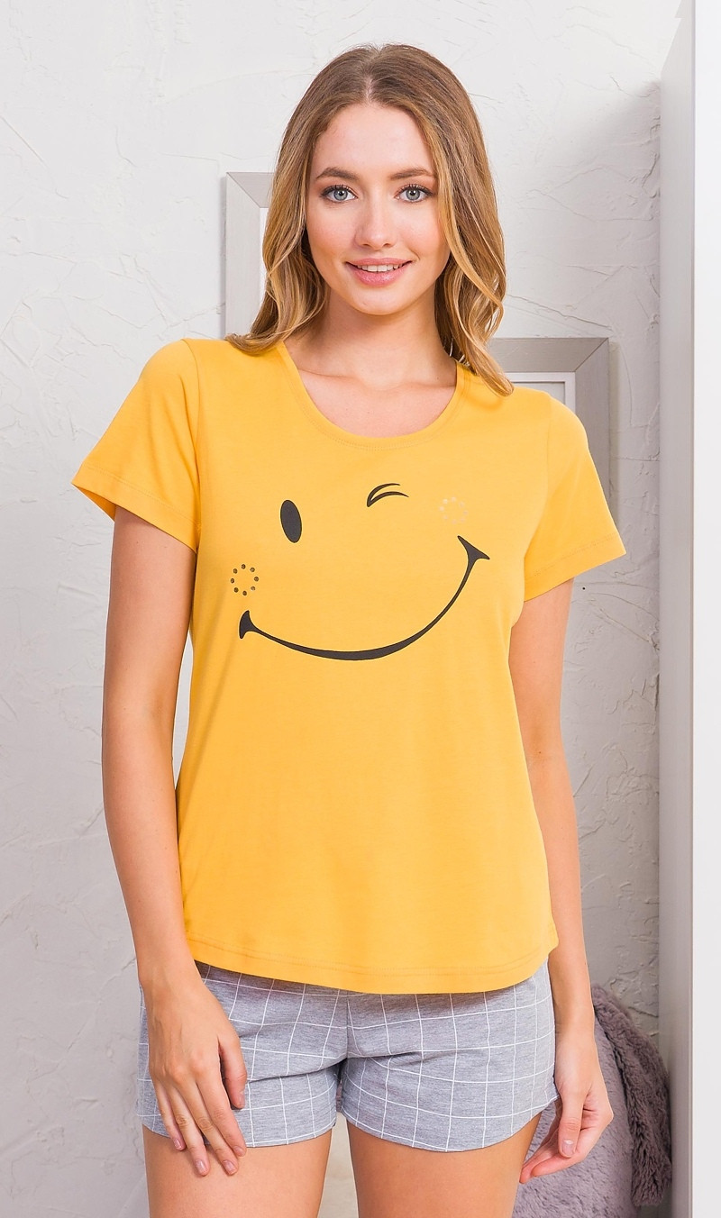 Dámské pyžamo šortky Big smile žlutá XL