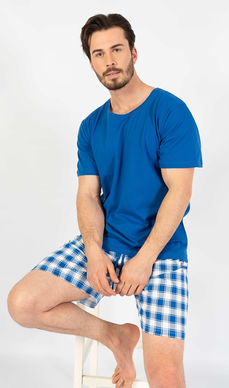 Pánské pyžamo šortky Karel modrá XXL