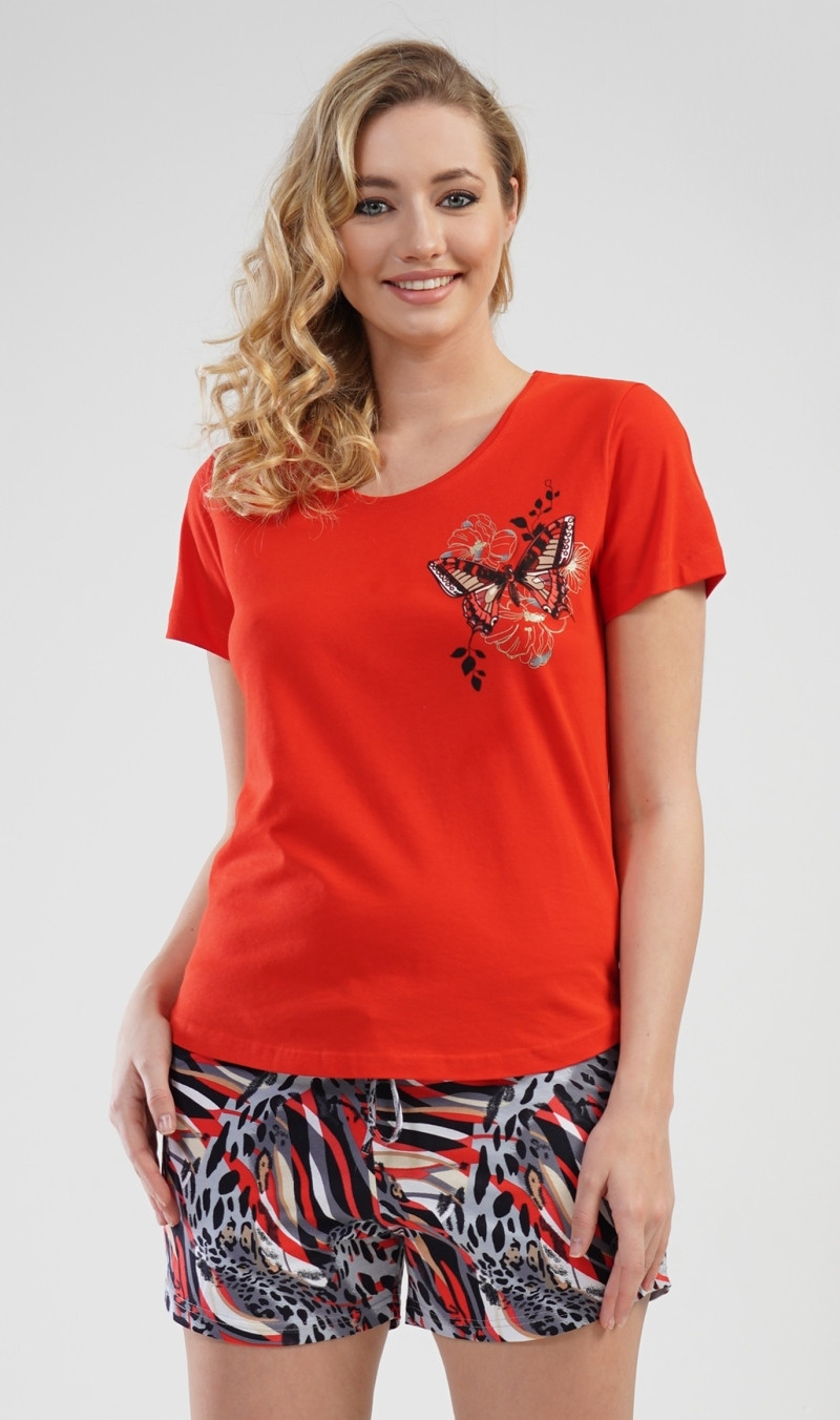 Dámské pyžamo šortky Motýli červená XL