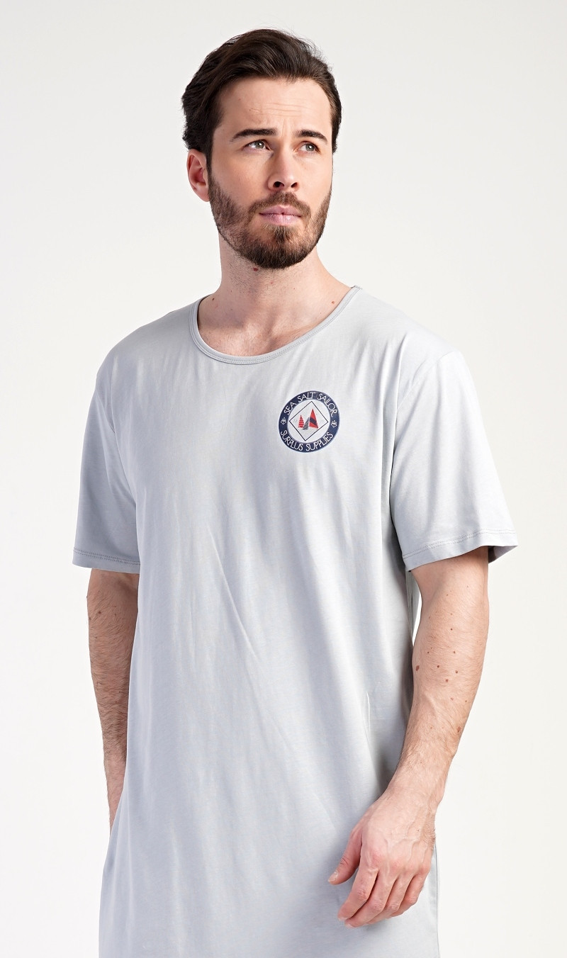 Pánská noční košile s krátkým rukávem Sea mentolová XL
