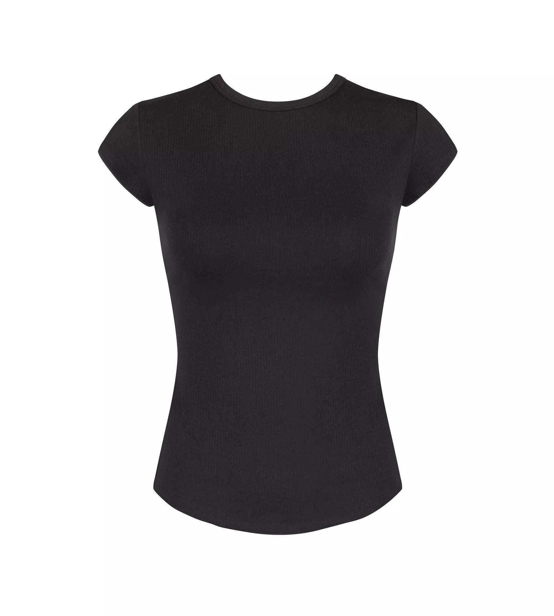 Dámské tričko GO Ribbed T-Shirt - BLACK - černé 0004 - SLOGGI BLACK L