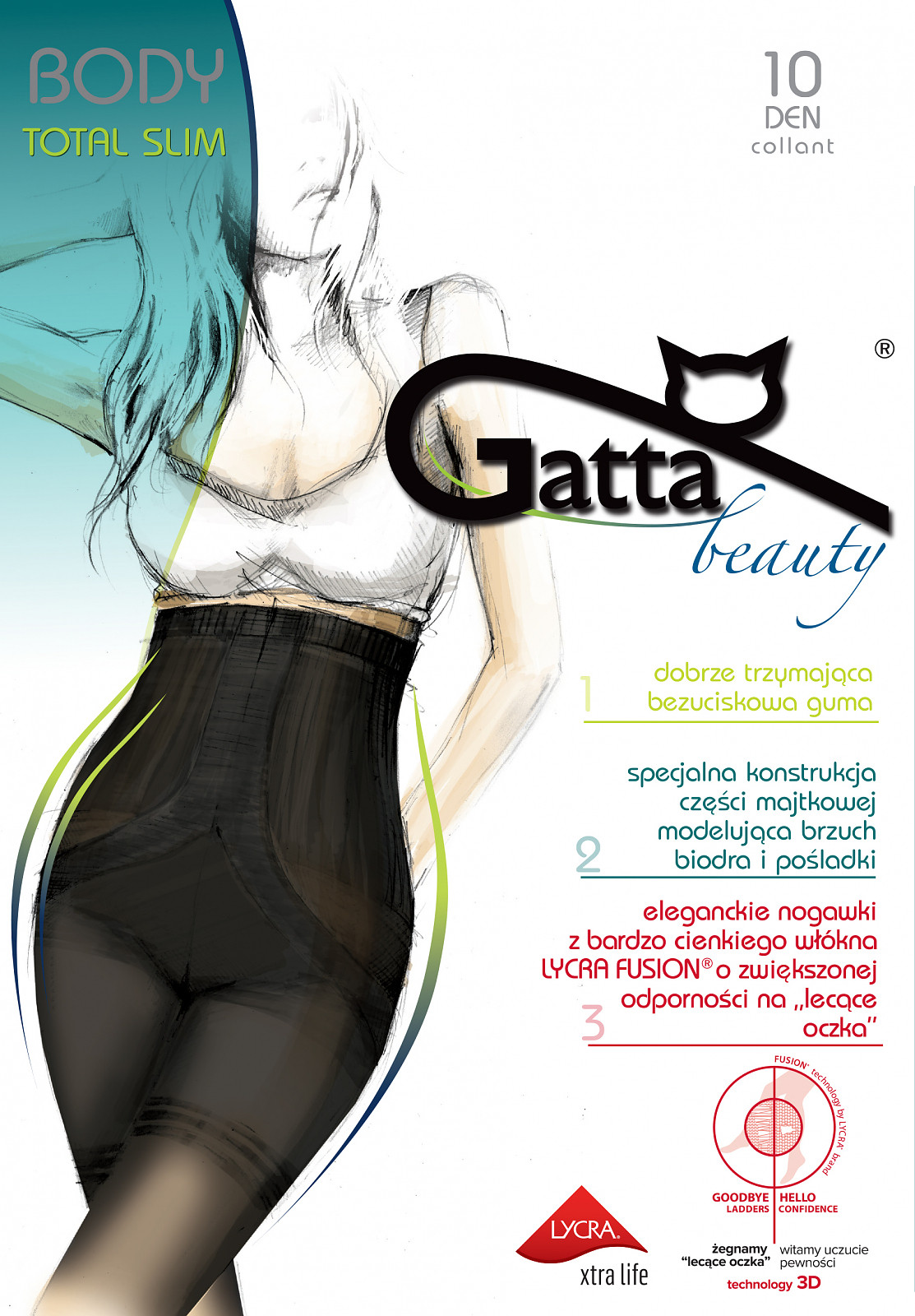 Punčochové kalhoty Gatta Body Totalslim Fusion 10 den visone/odc.béžová 3-M