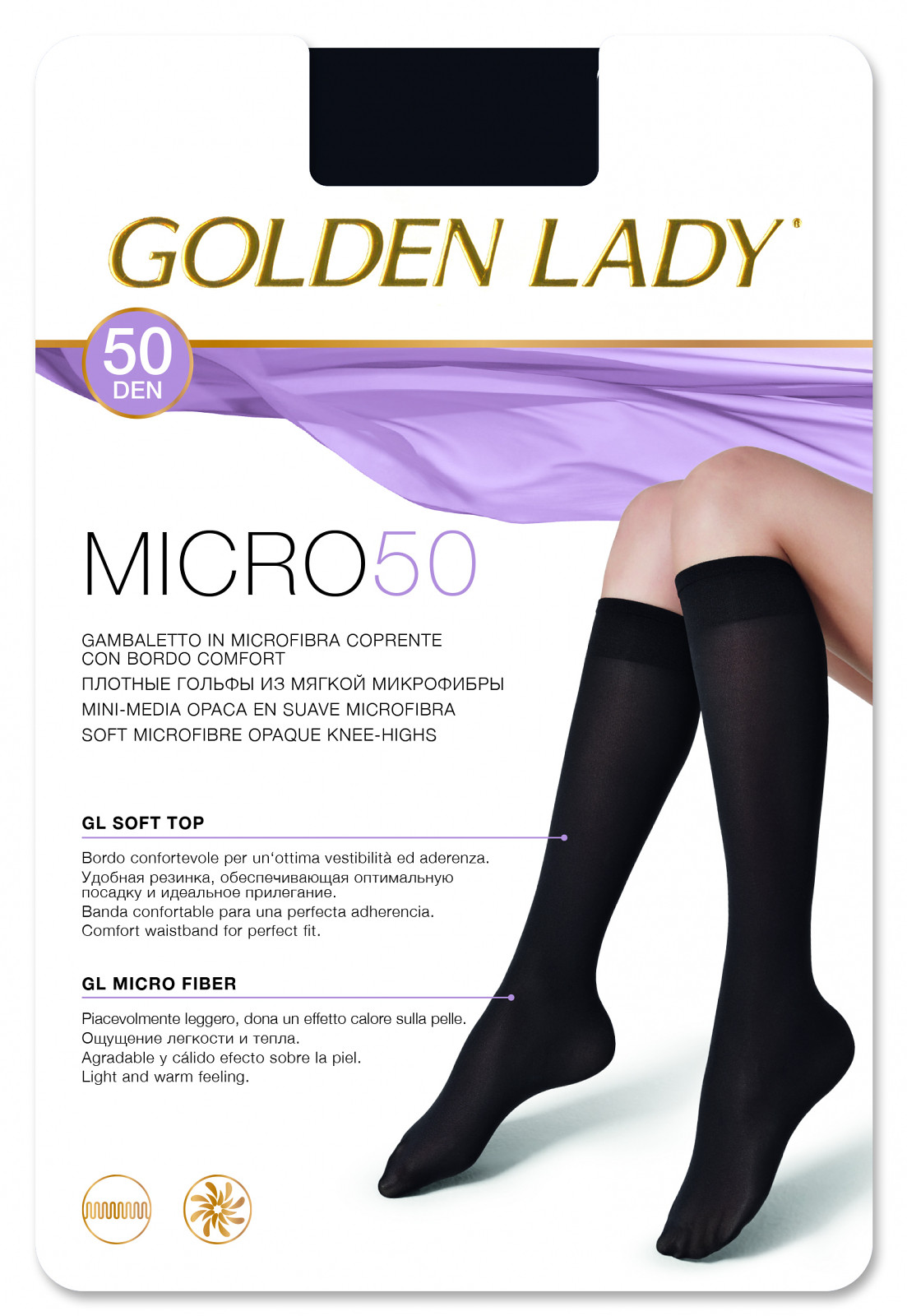 Dámské podkolenky Golden Lady Micro 50 den nero/černá Univerzální