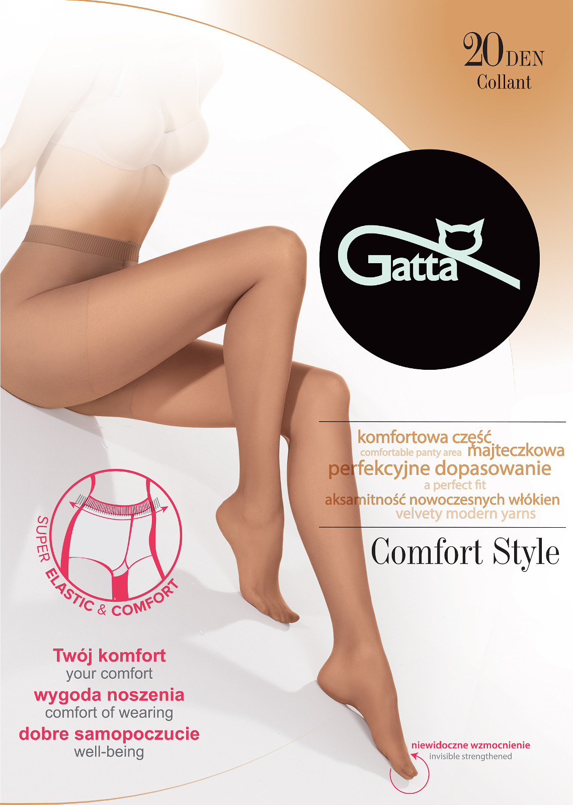 Dámské punčochové kalhoty Gatta Comfort Style 20 den 2-4 grafit/dek.šedá 2-S