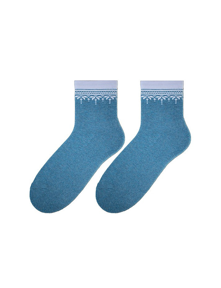 Dámské zimní ponožky Bratex Women Vzory, polofroté 051 džínová melanž 39-41
