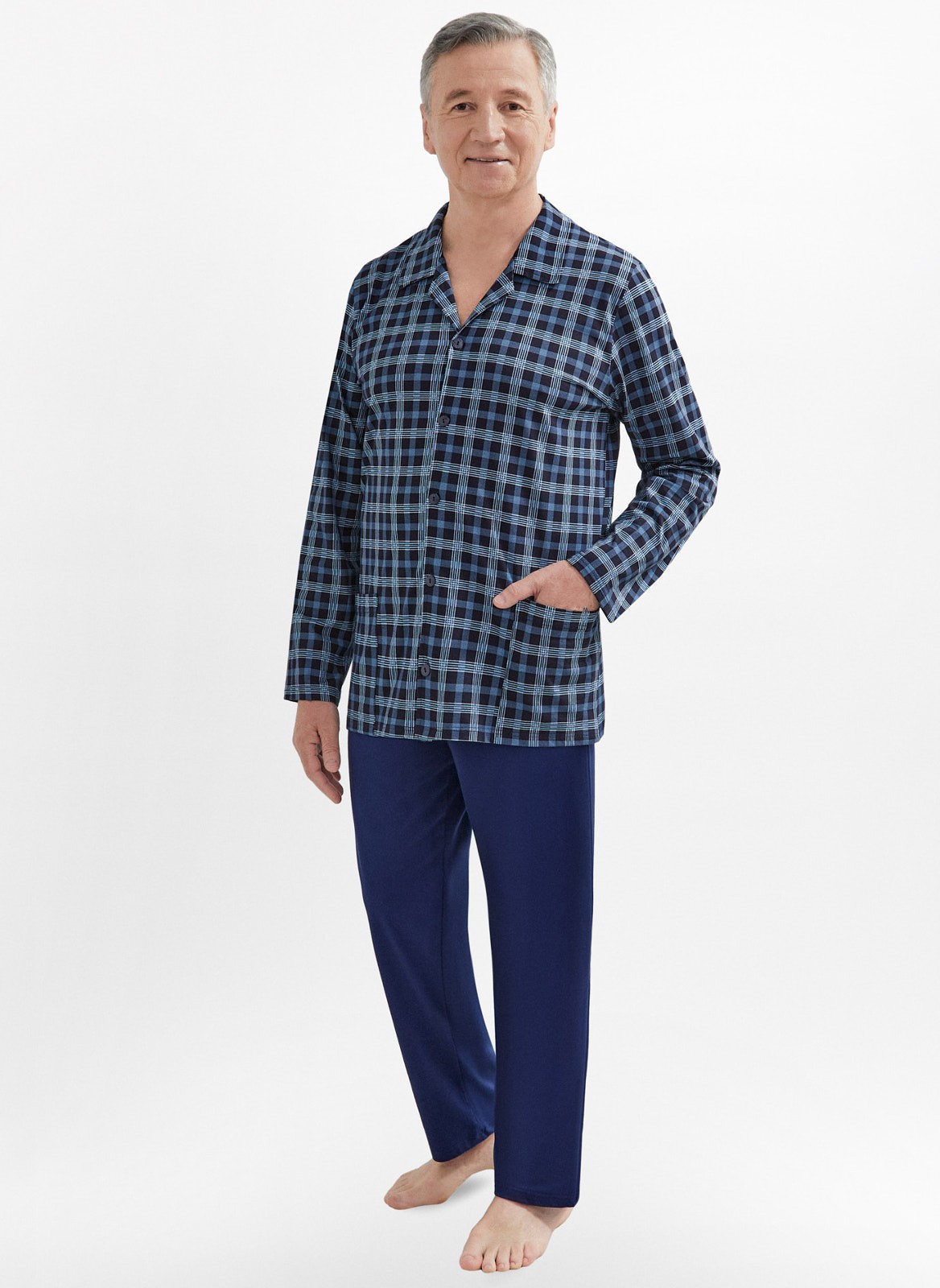 Rozepínané pánské pyžamo Martel Antoni 403 dł/r 3XL-4XL modrá 3xl